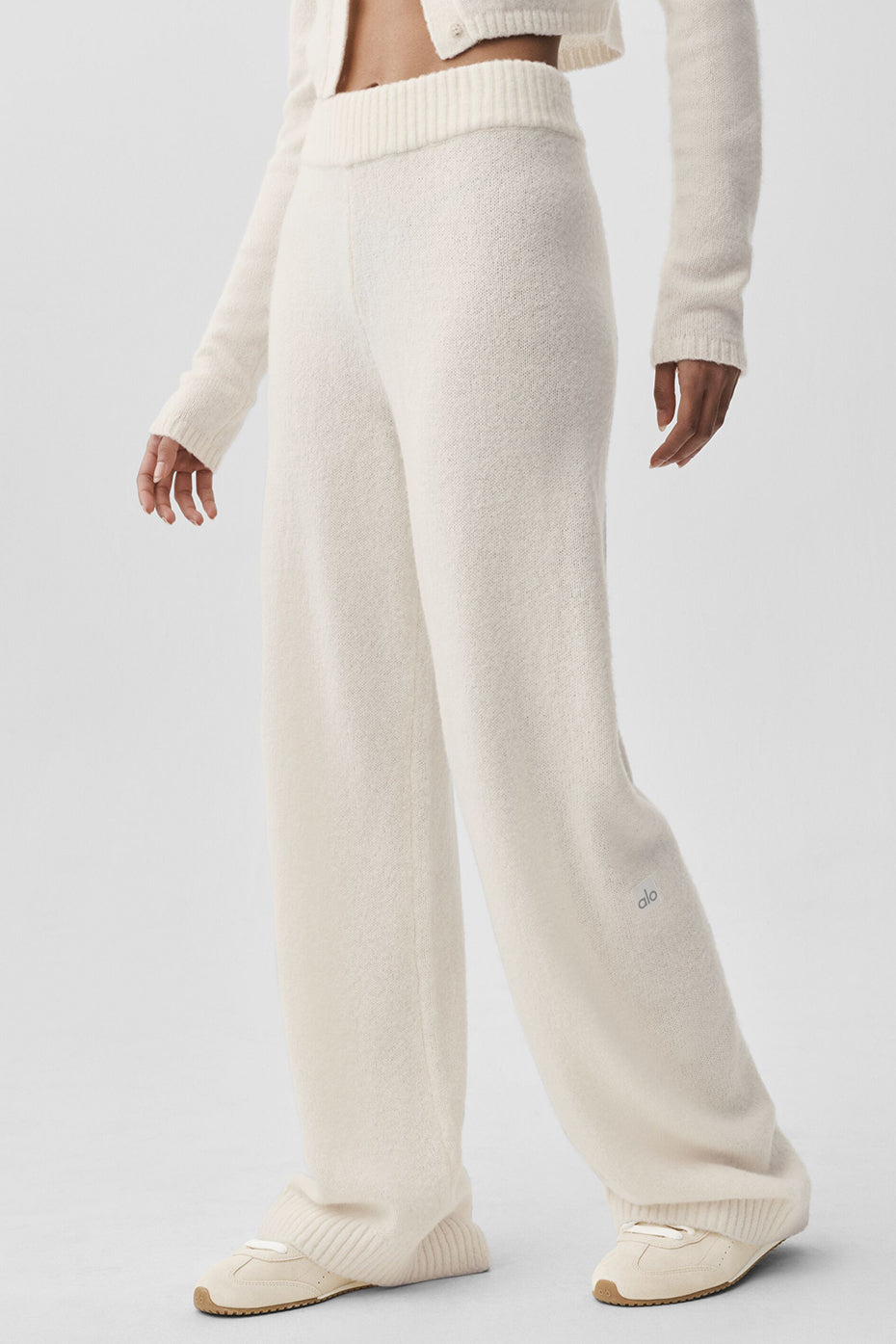 Wool Cashmere High-Waist New Class Wide Leg Pant - Ivory image 1
