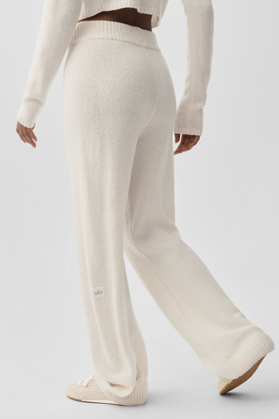 Wool Cashmere High-Waist New Class Wide Leg Pant - Ivory image 3