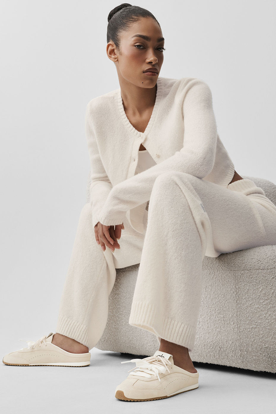 Wool Cashmere High-Waist New Class Wide Leg Pant - Ivory image 4