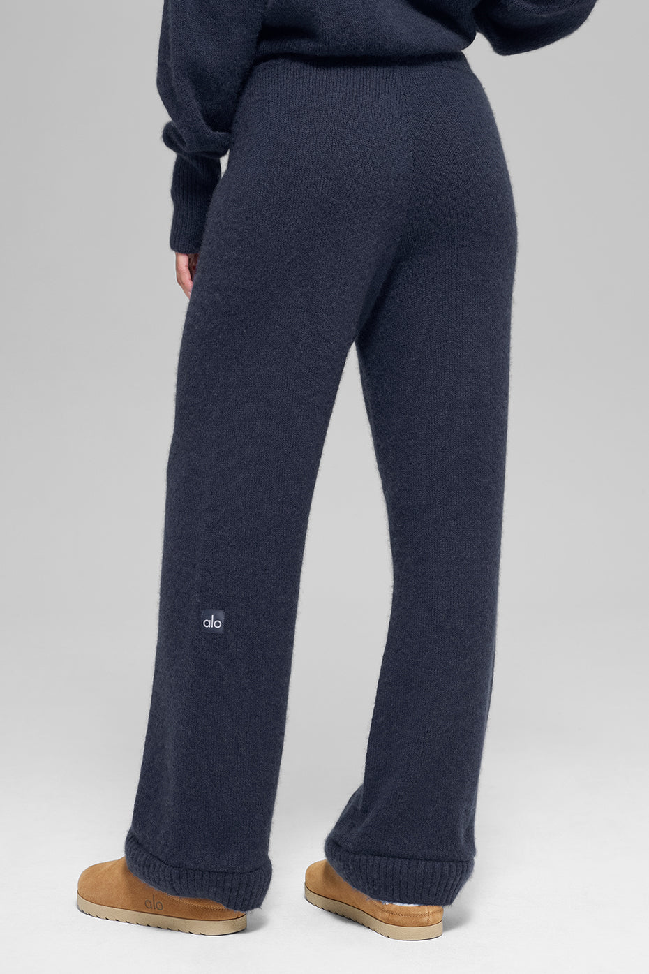 Wool Cashmere High-Waist New Class Wide Leg Pant - Navy image 4