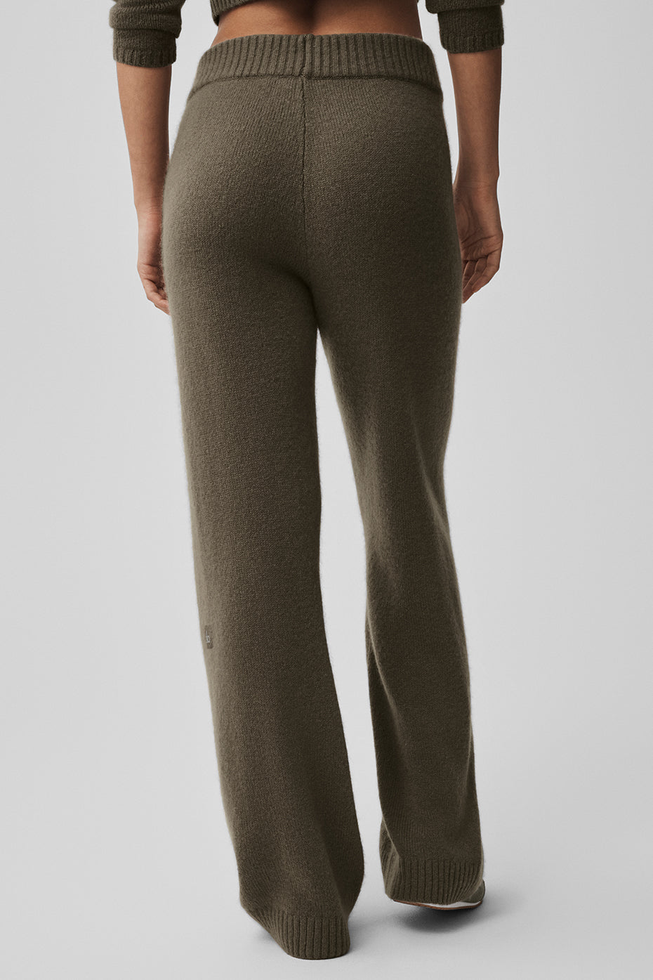 Wool Cashmere High-Waist New Class Wide Leg Pant - Olive Tree image 2