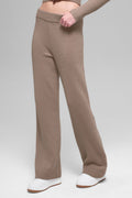Wool Cashmere High-Waist New Class Wide Leg Pant - Chai Latte image 1