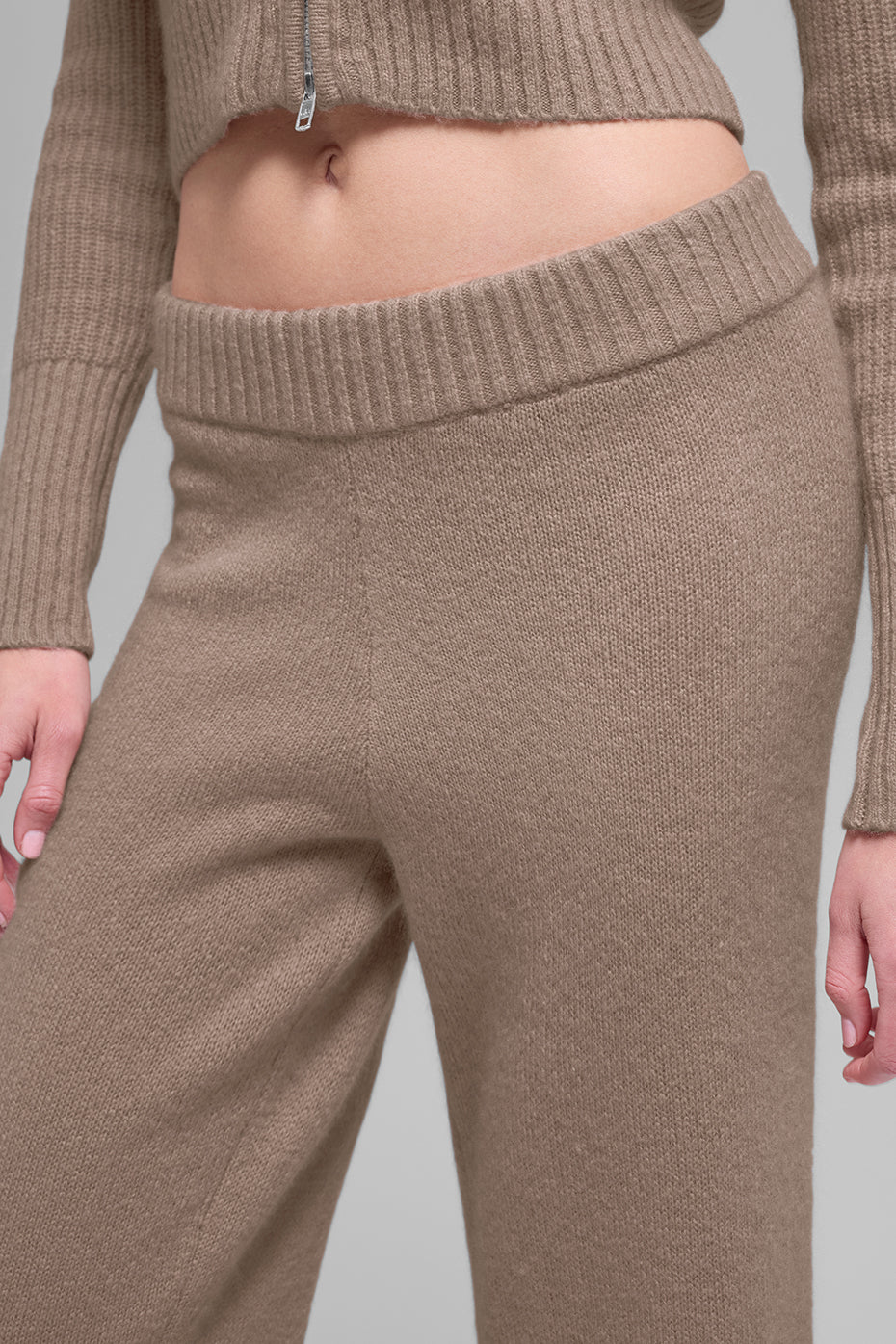 Wool Cashmere High-Waist New Class Wide Leg Pant - Chai Latte image 3