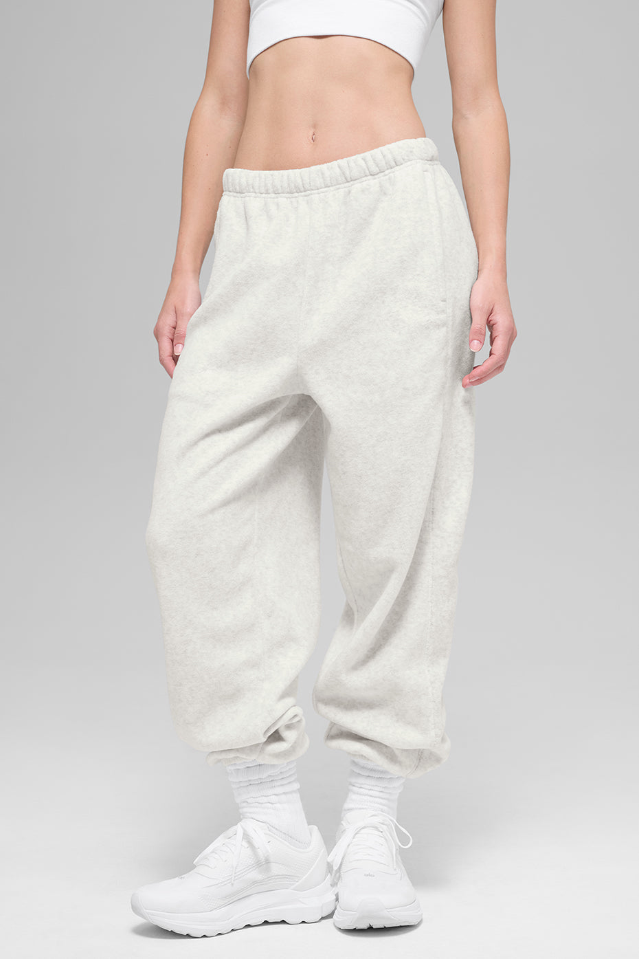 Polar Fleece High-Waist Retreat Jogger - White Heather Grey image 2