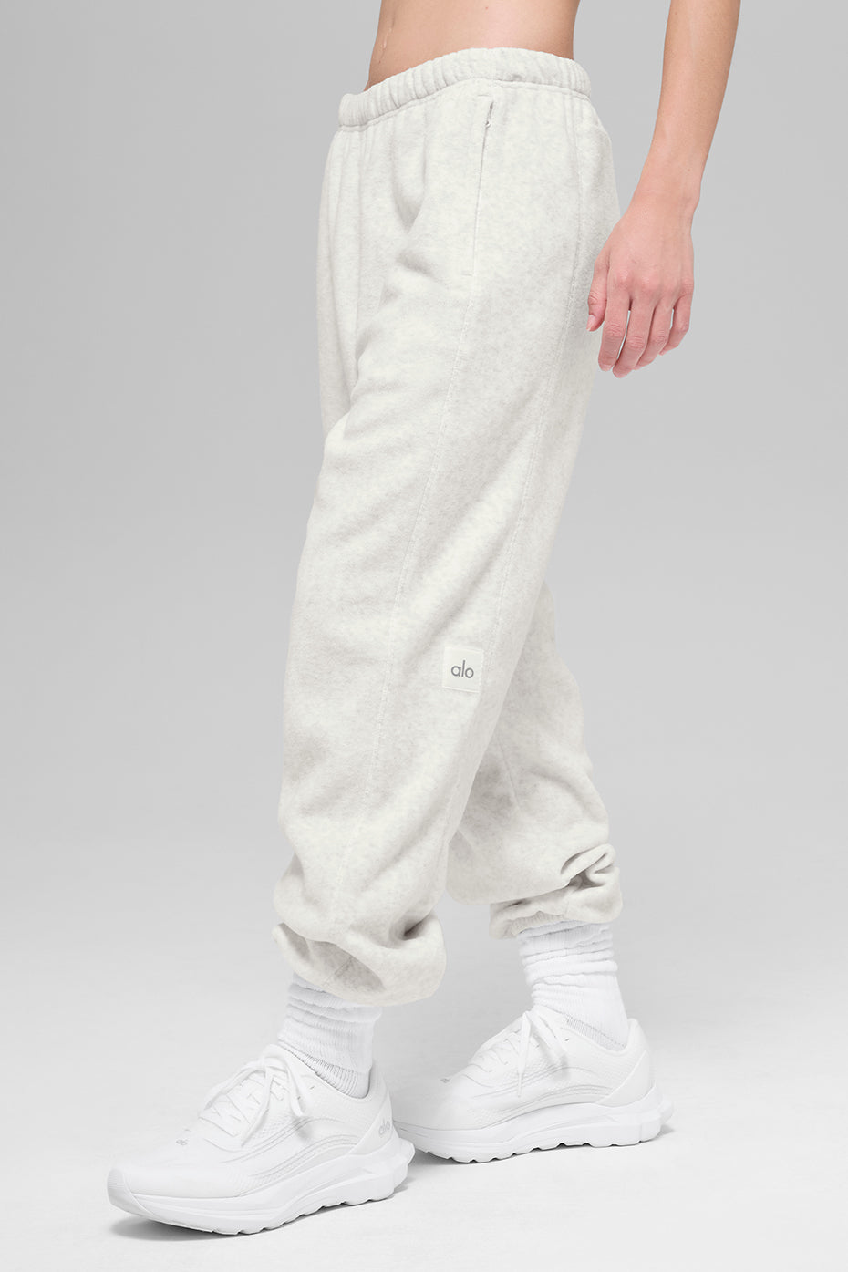 Polar Fleece High-Waist Retreat Jogger - White Heather Grey image 1