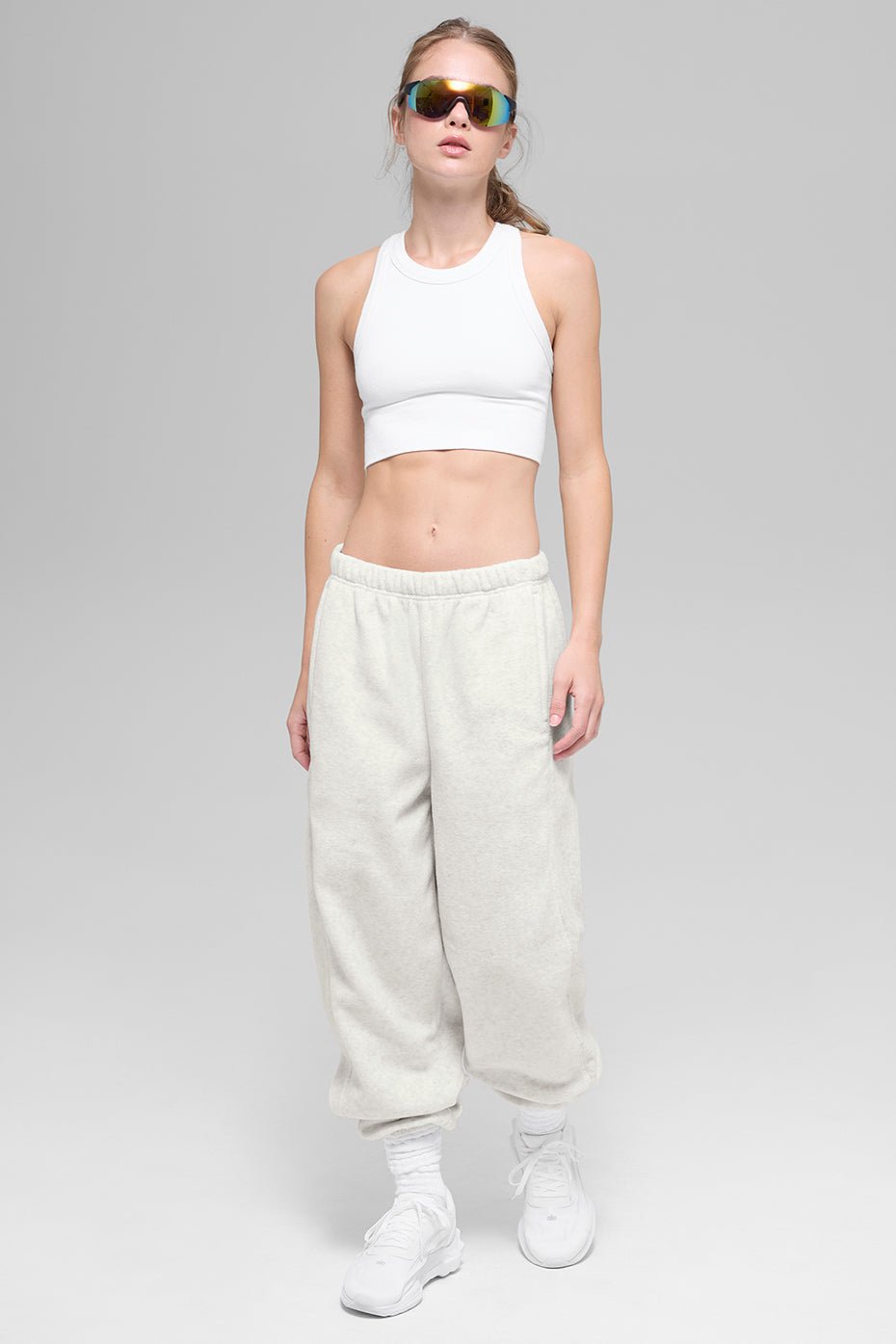 Polar Fleece High-Waist Retreat Jogger - White Heather Grey image 5