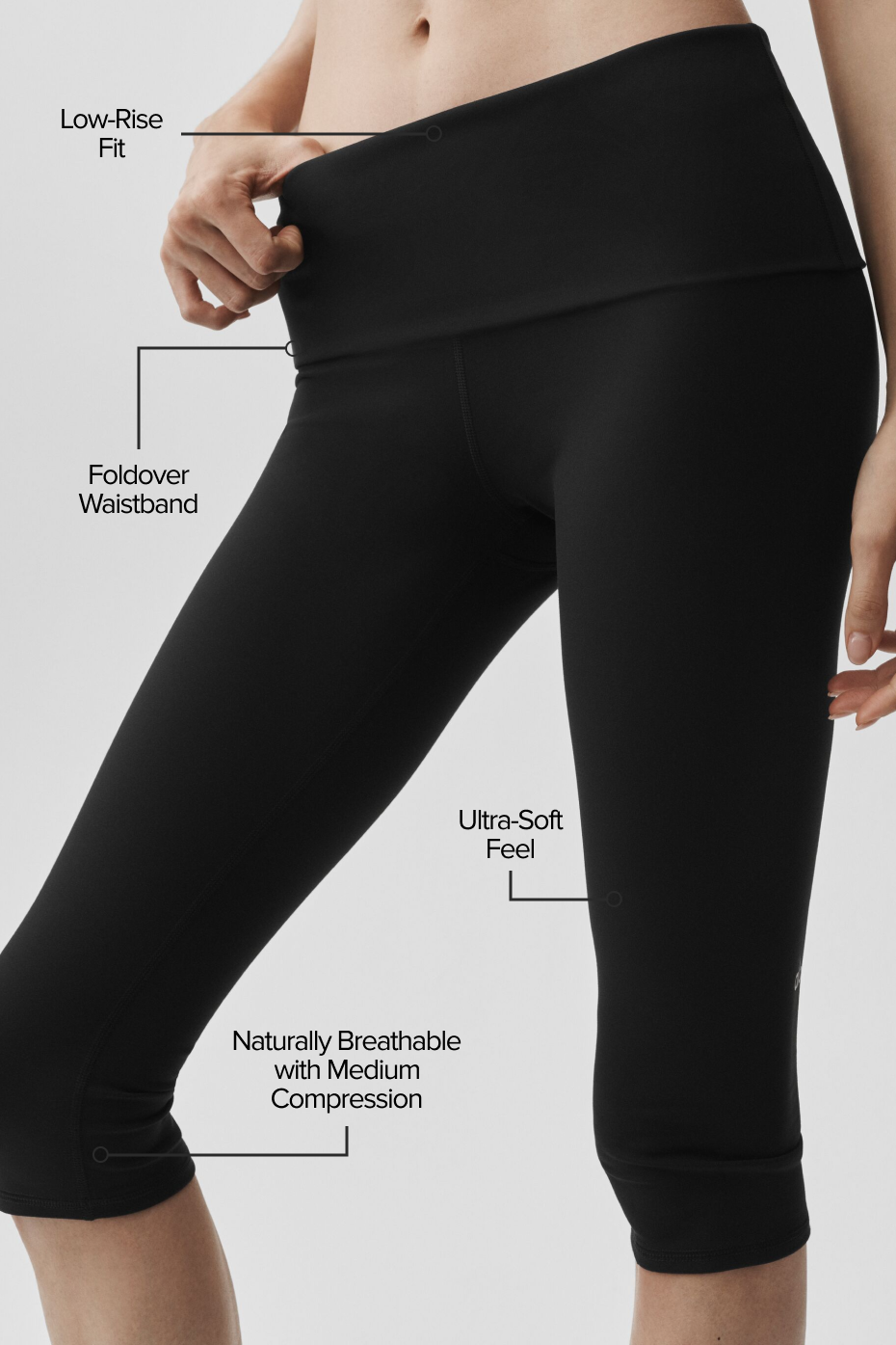 ALO Softsculpt Low-Rise Foldover Capri - Black image 2