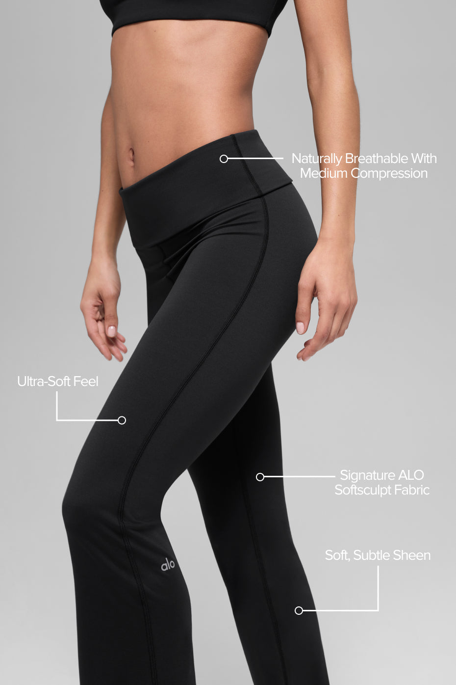 ALO Softsculpt Foldover Flare Legging - Black image 2