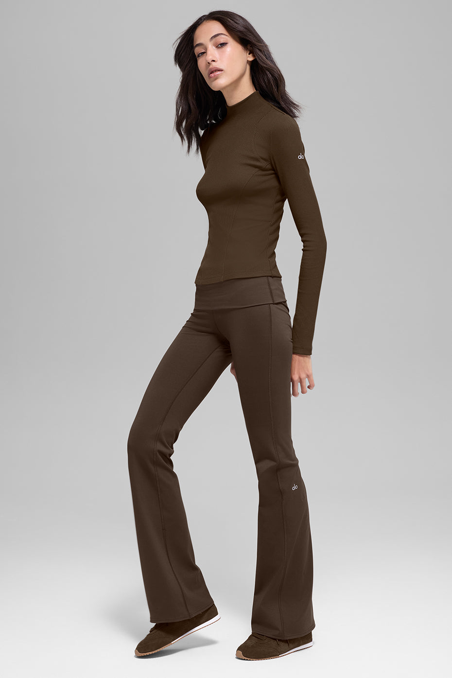 ALO Softsculpt Foldover Flare Legging - Espresso image 5