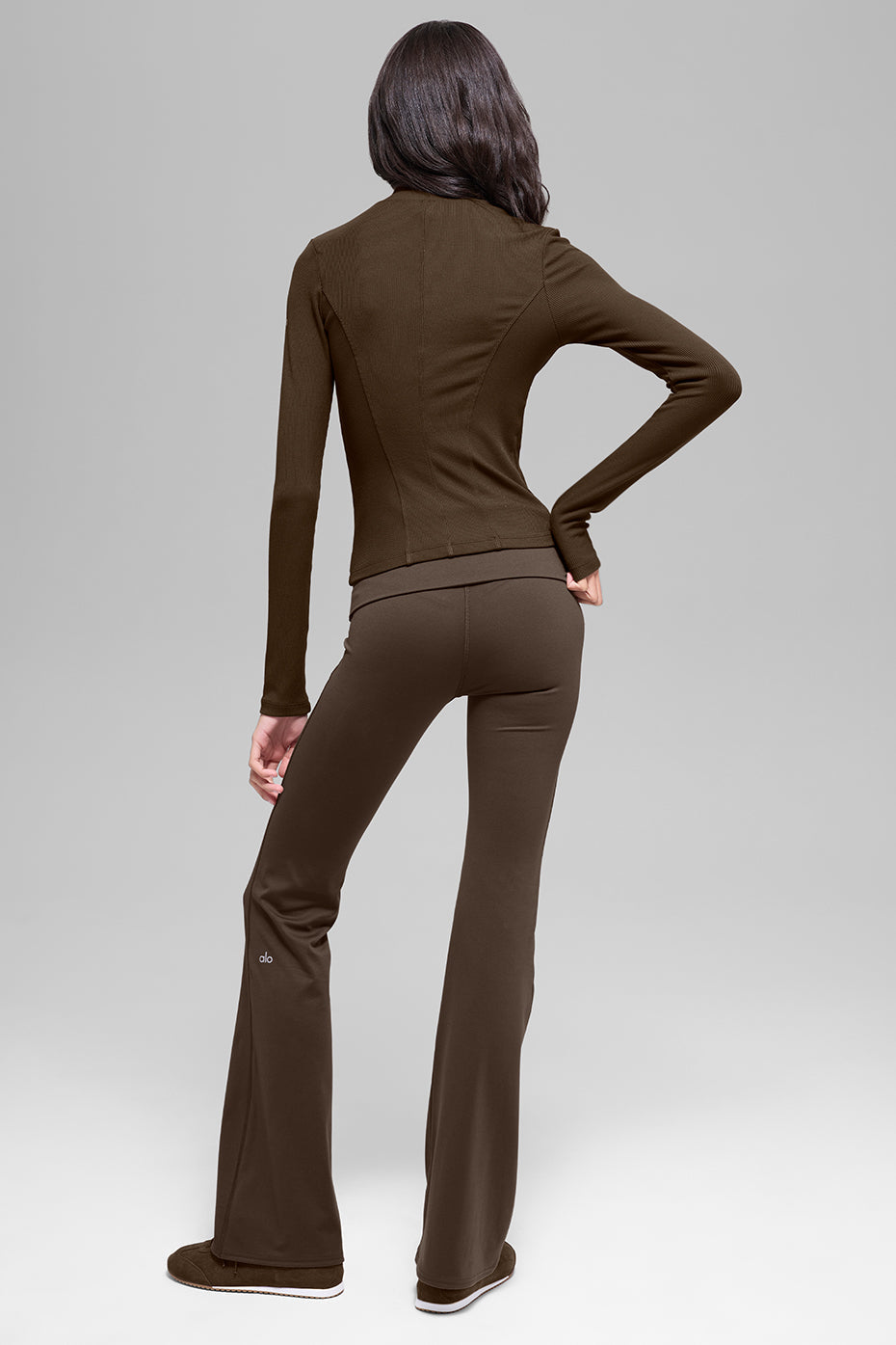 ALO Softsculpt Foldover Flare Legging - Espresso image 4