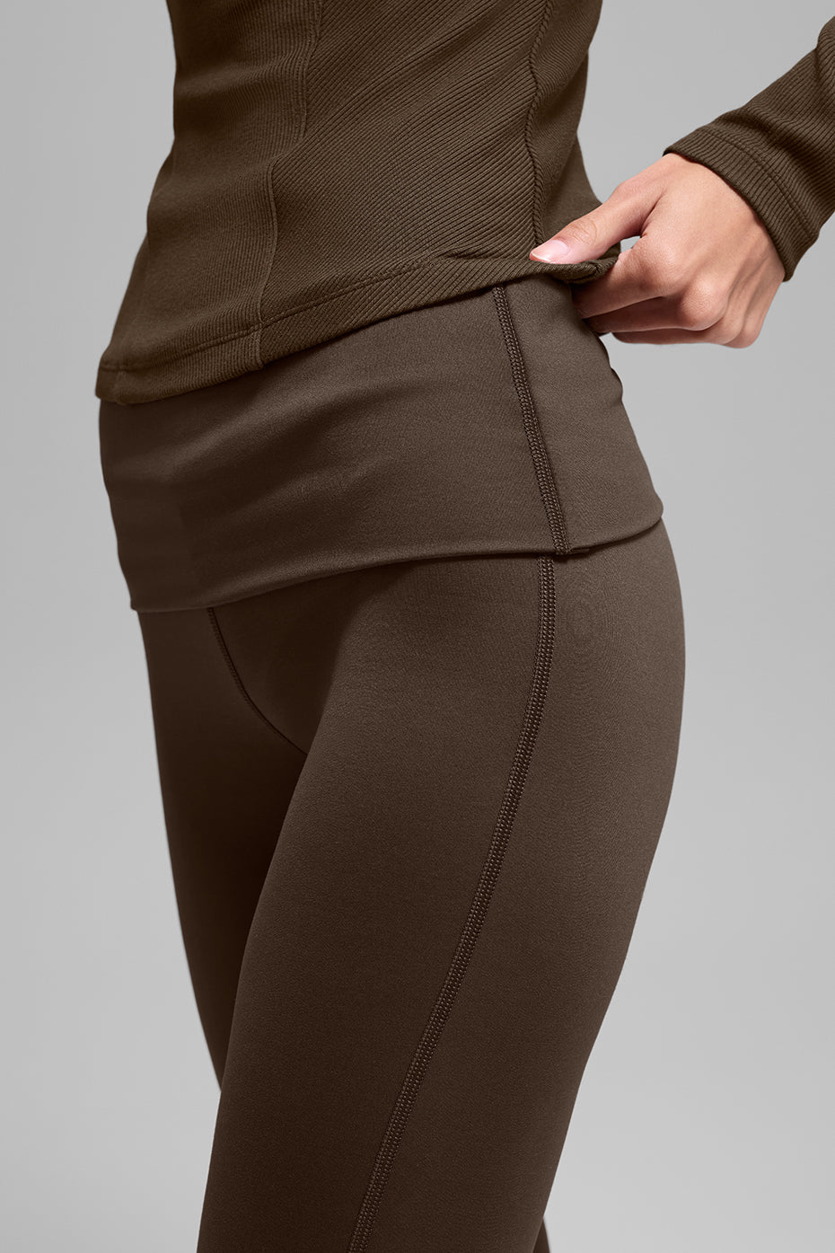 ALO Softsculpt Foldover Flare Legging - Espresso image 3
