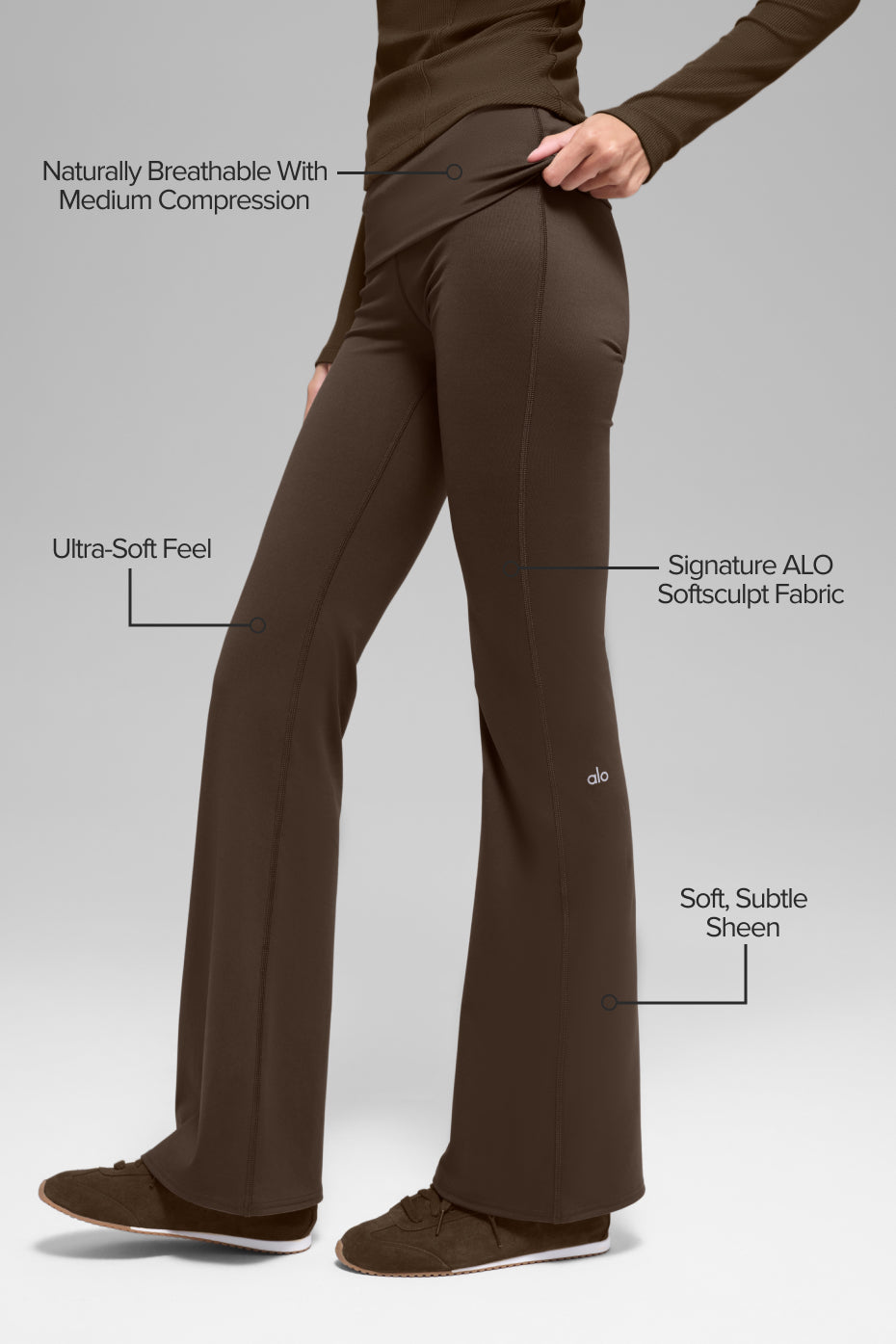ALO Softsculpt Foldover Flare Legging - Espresso image 2