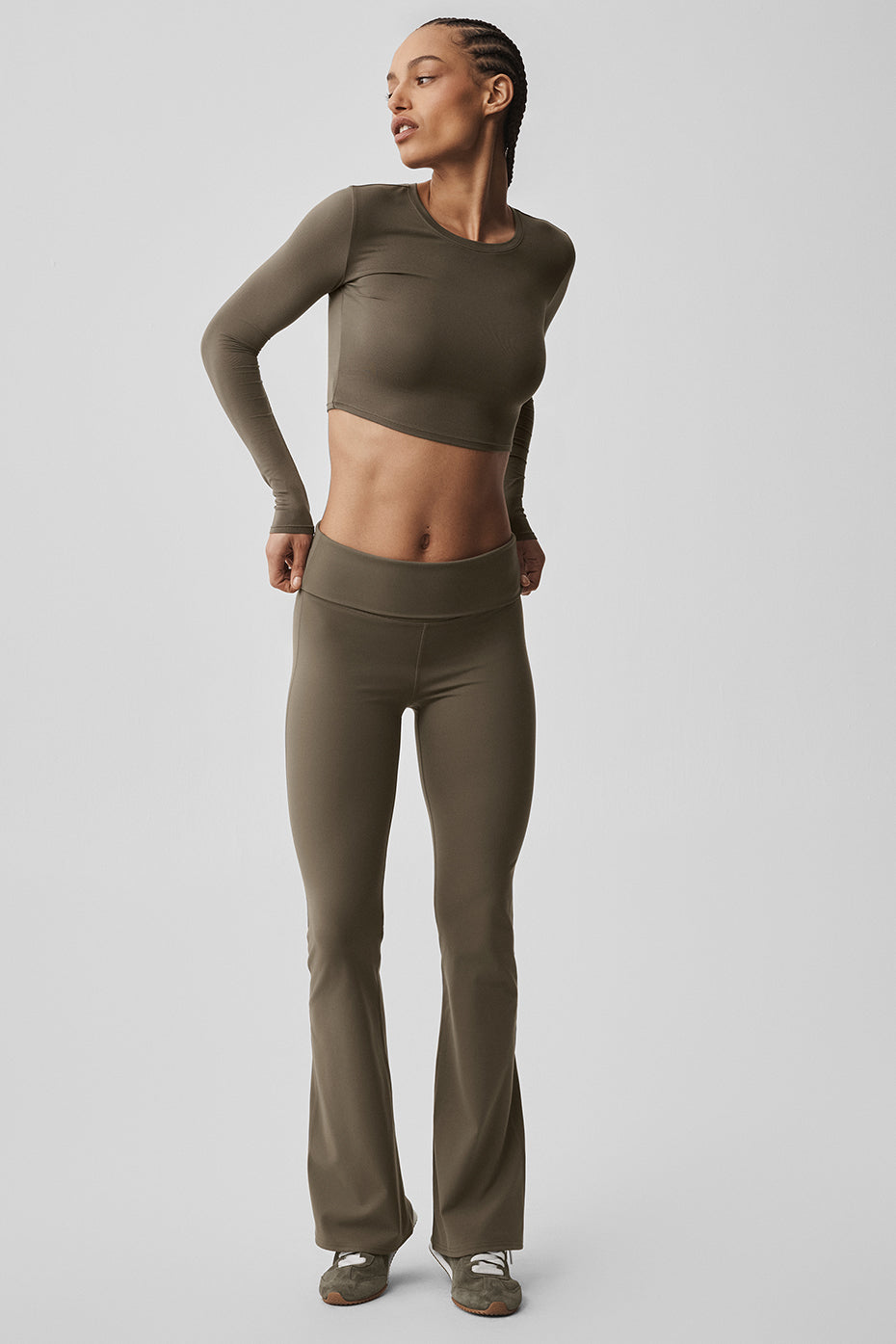 ALO Softsculpt Foldover Flare Legging - Olive Tree image 6