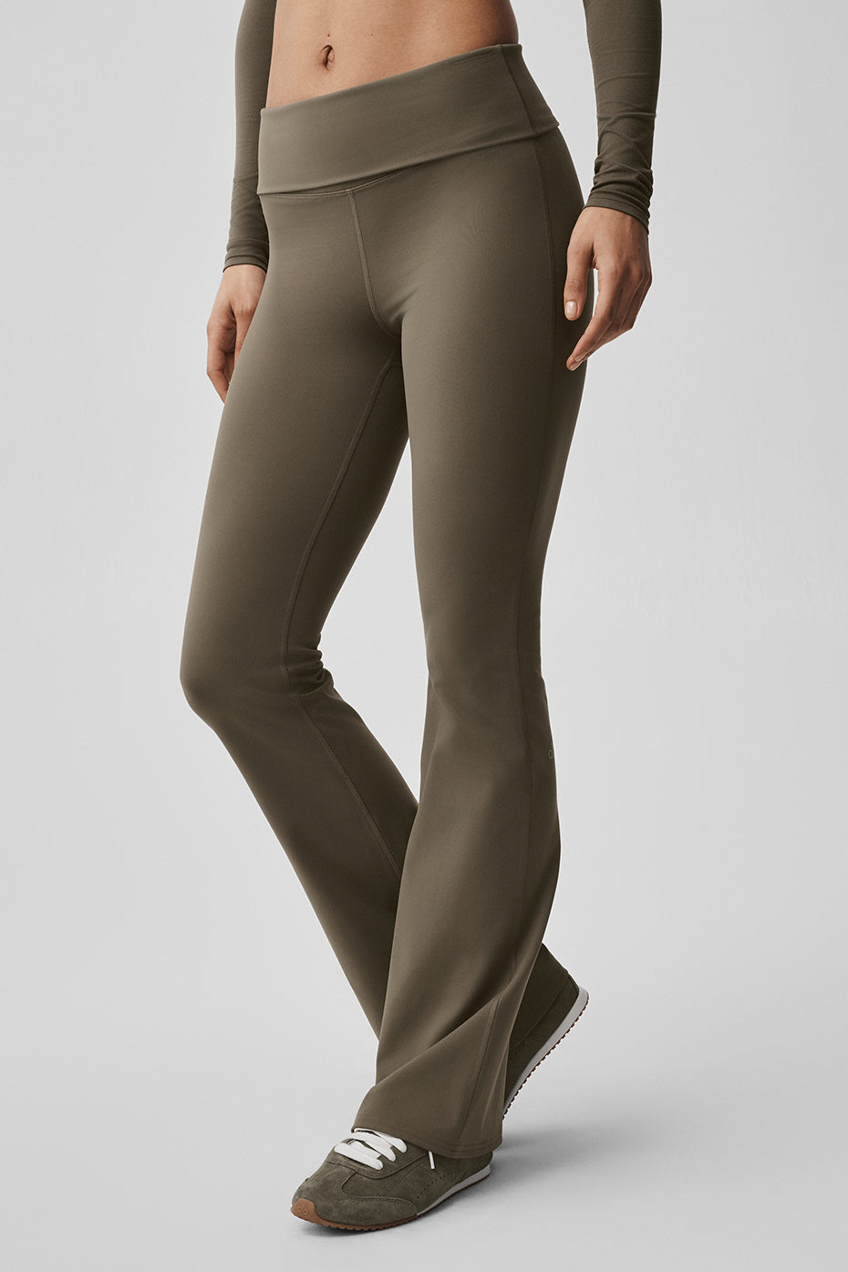 ALO Softsculpt Foldover Flare Legging - Olive Tree image 1