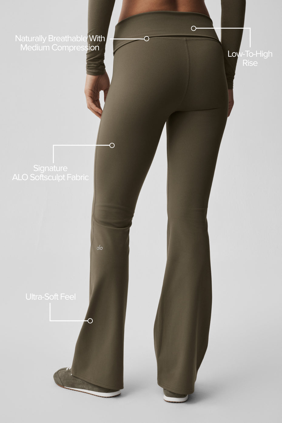 ALO Softsculpt Foldover Flare Legging - Olive Tree image 2
