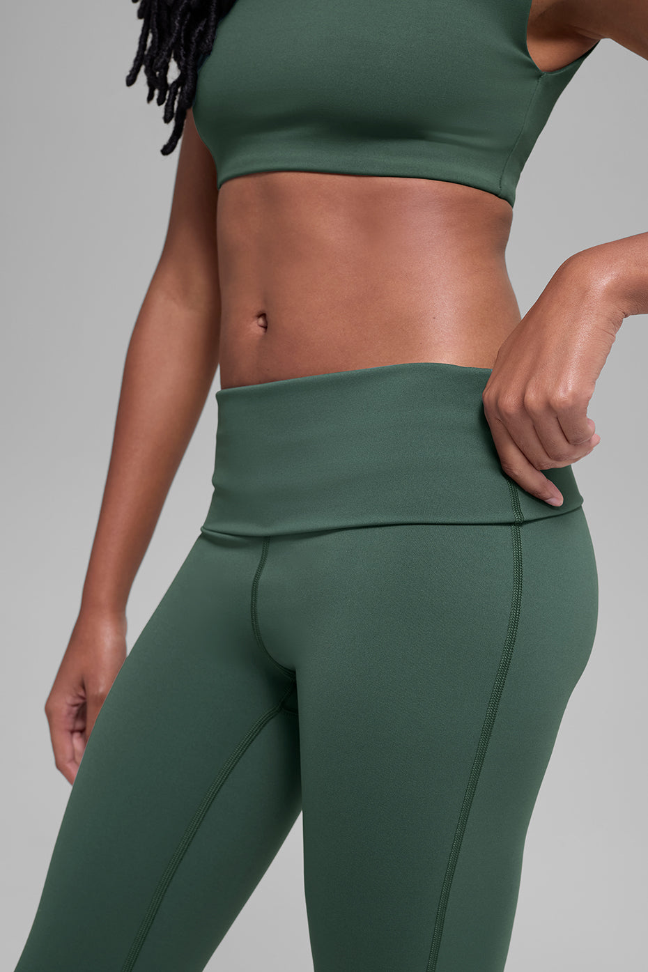 ALO Softsculpt Foldover Flare Legging - Clover Green image 2