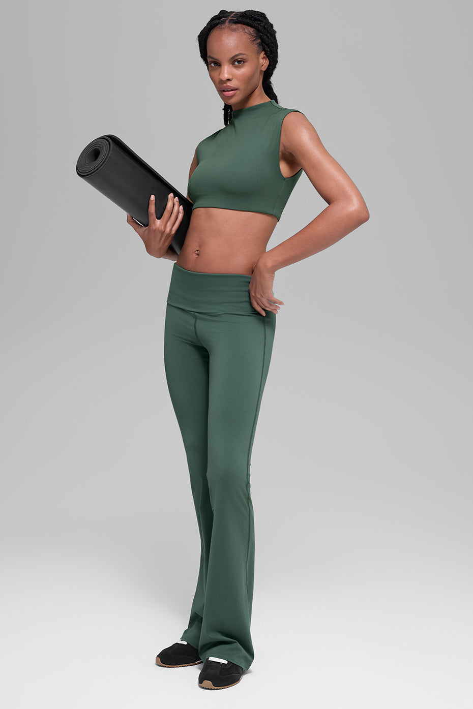 ALO Softsculpt Foldover Flare Legging - Clover Green image 6