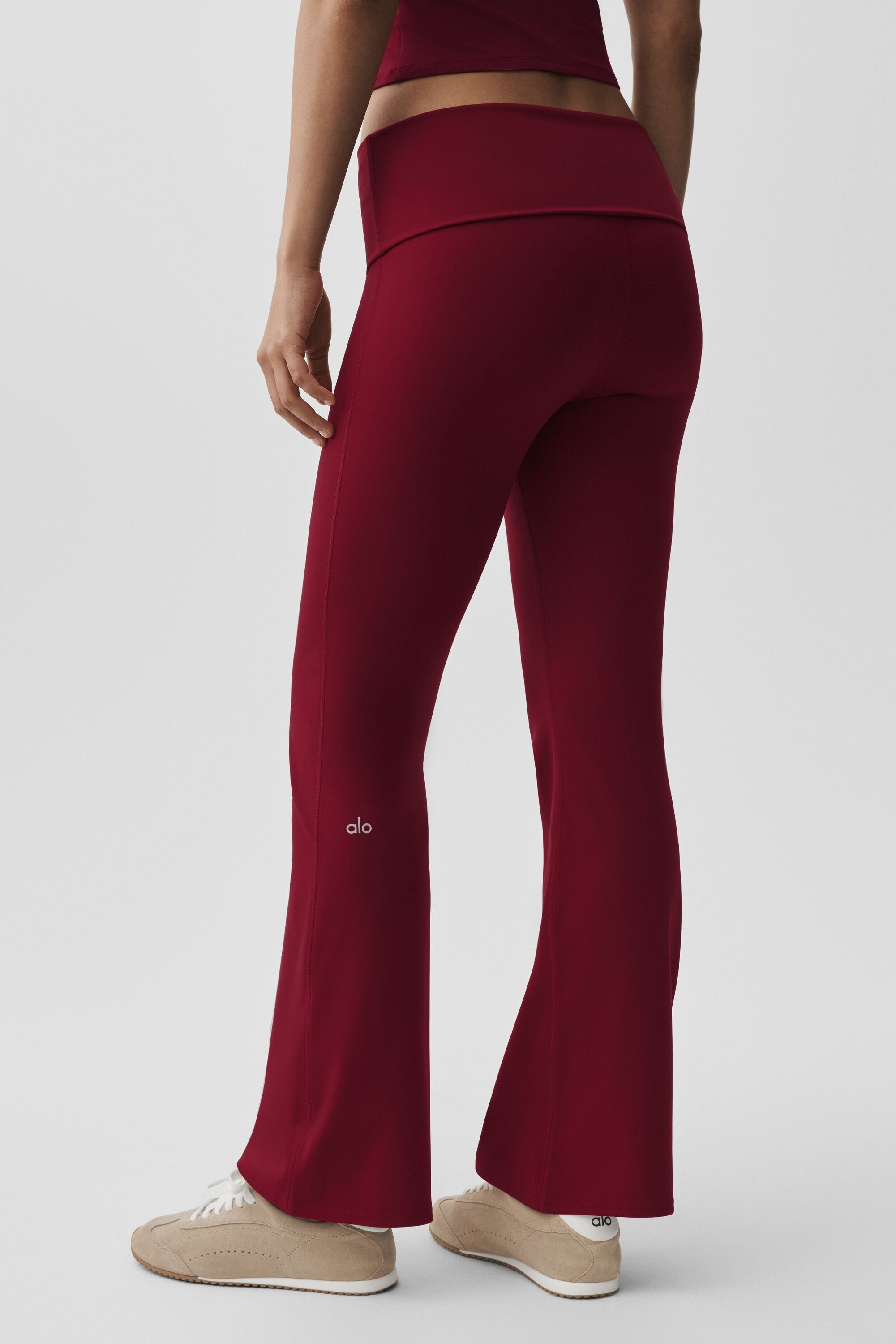 ALO Softsculpt Foldover Flare Legging - Summer Romance Red image 2