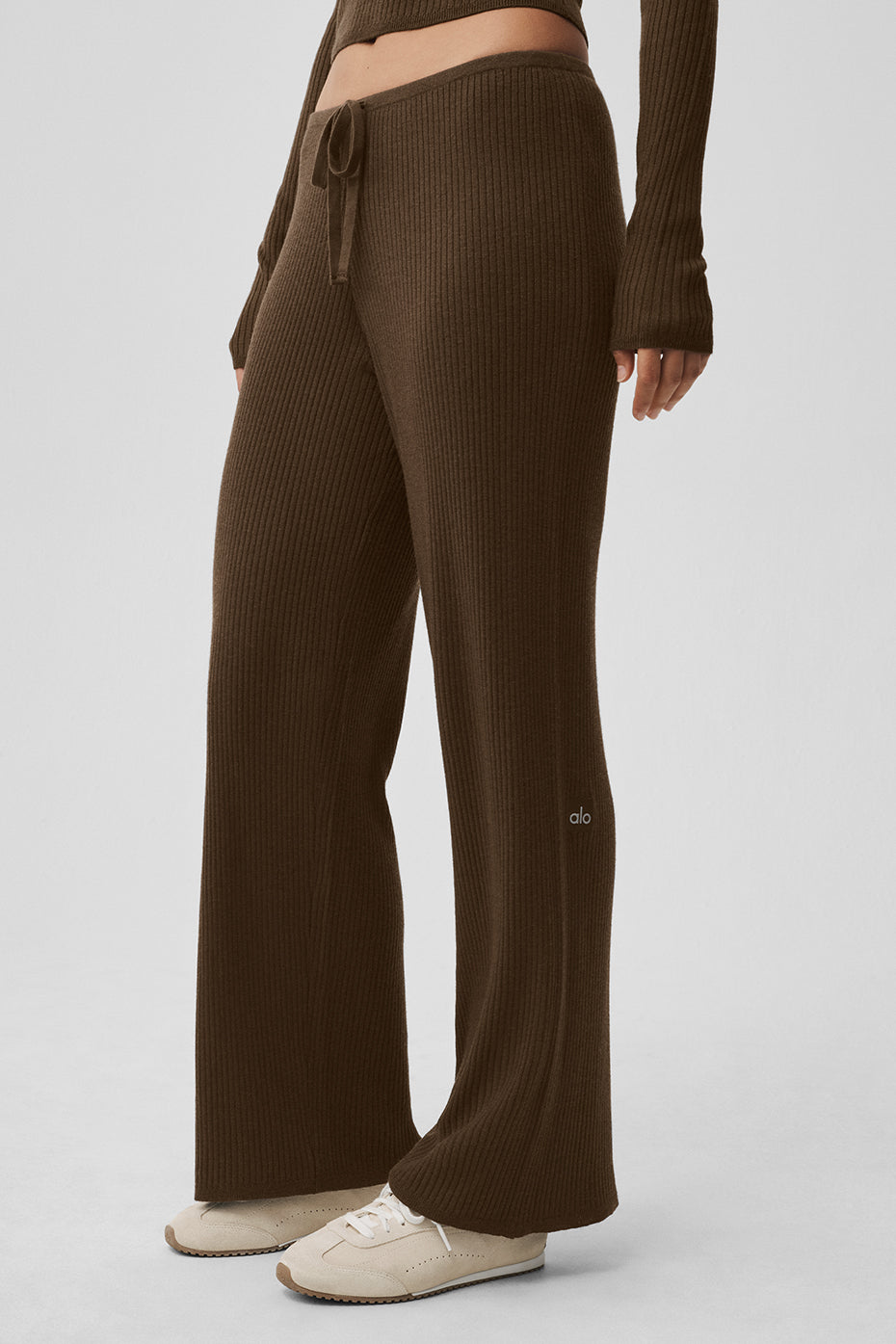 Sweater Knit Mid-Rise Unwind Wide Leg Pant - Espresso image 3