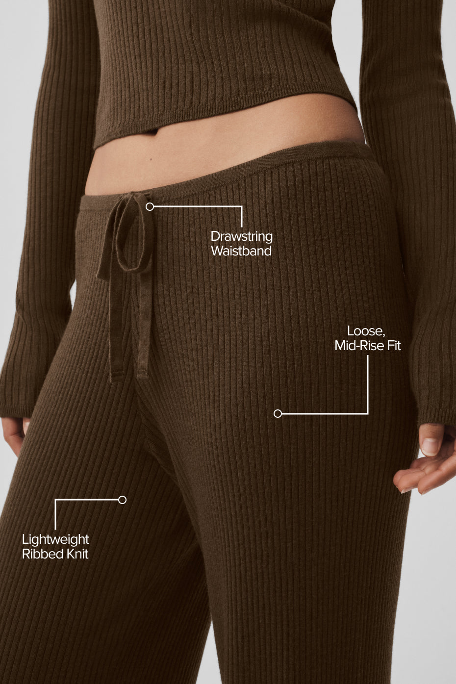 Sweater Knit Mid-Rise Unwind Wide Leg Pant - Espresso image 2
