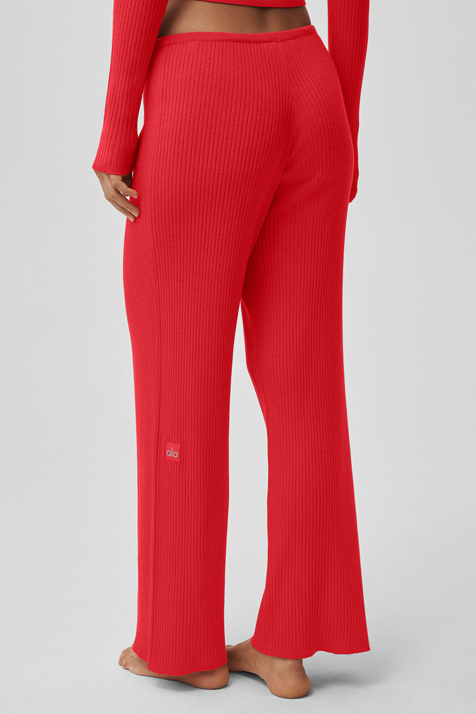 Sweater Knit Mid-Rise Unwind Wide Leg Pant - Bright Red image 2