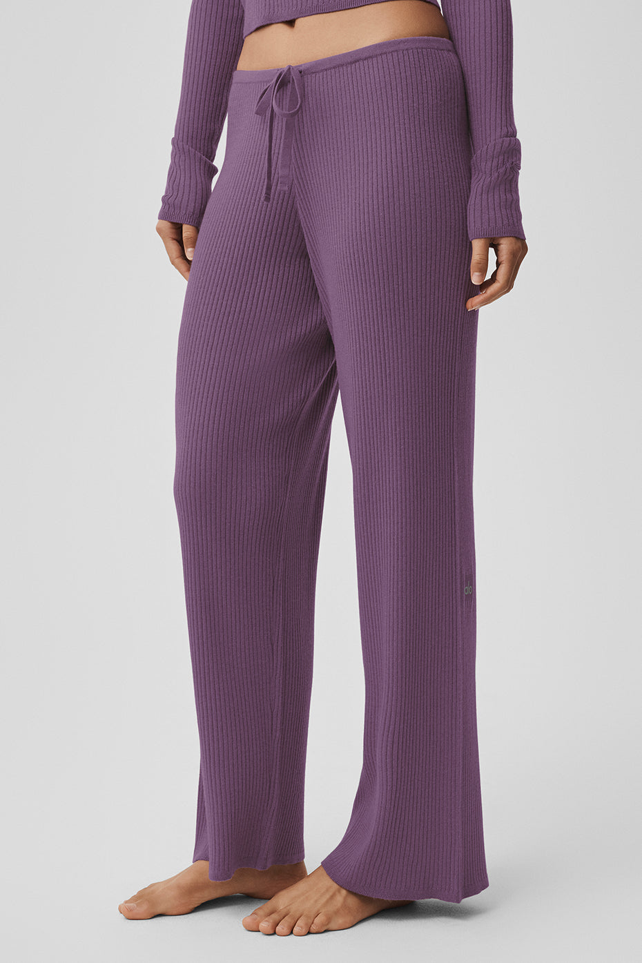 Sweater Knit Mid-Rise Unwind Wide Leg Pant - Plum Kiss image 2