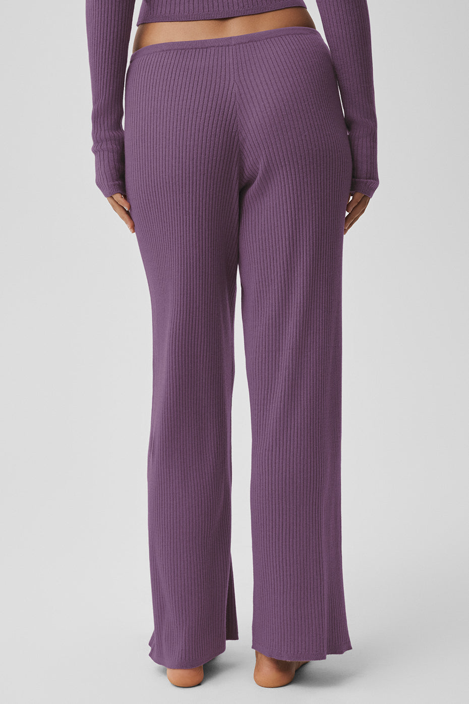 Sweater Knit Mid-Rise Unwind Wide Leg Pant - Plum Kiss image 4