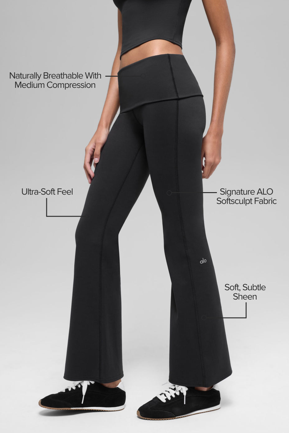 ALO Softsculpt 7/8 Foldover Flare Legging - Black image 2