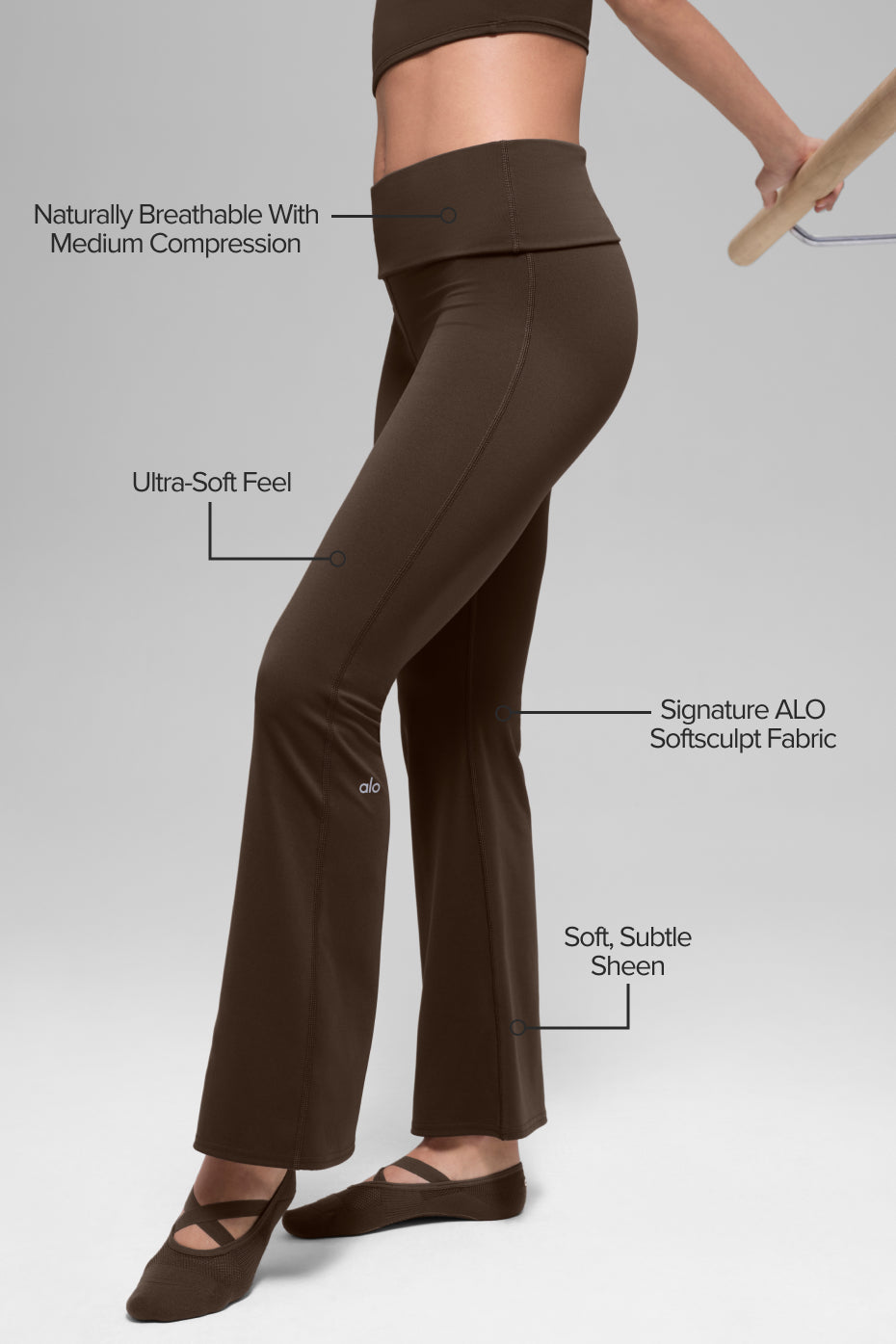 ALO Softsculpt 7/8 Foldover Flare Legging - Espresso image 2