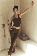 ALO Softsculpt 7/8 Foldover Flare Legging - Espresso image 1