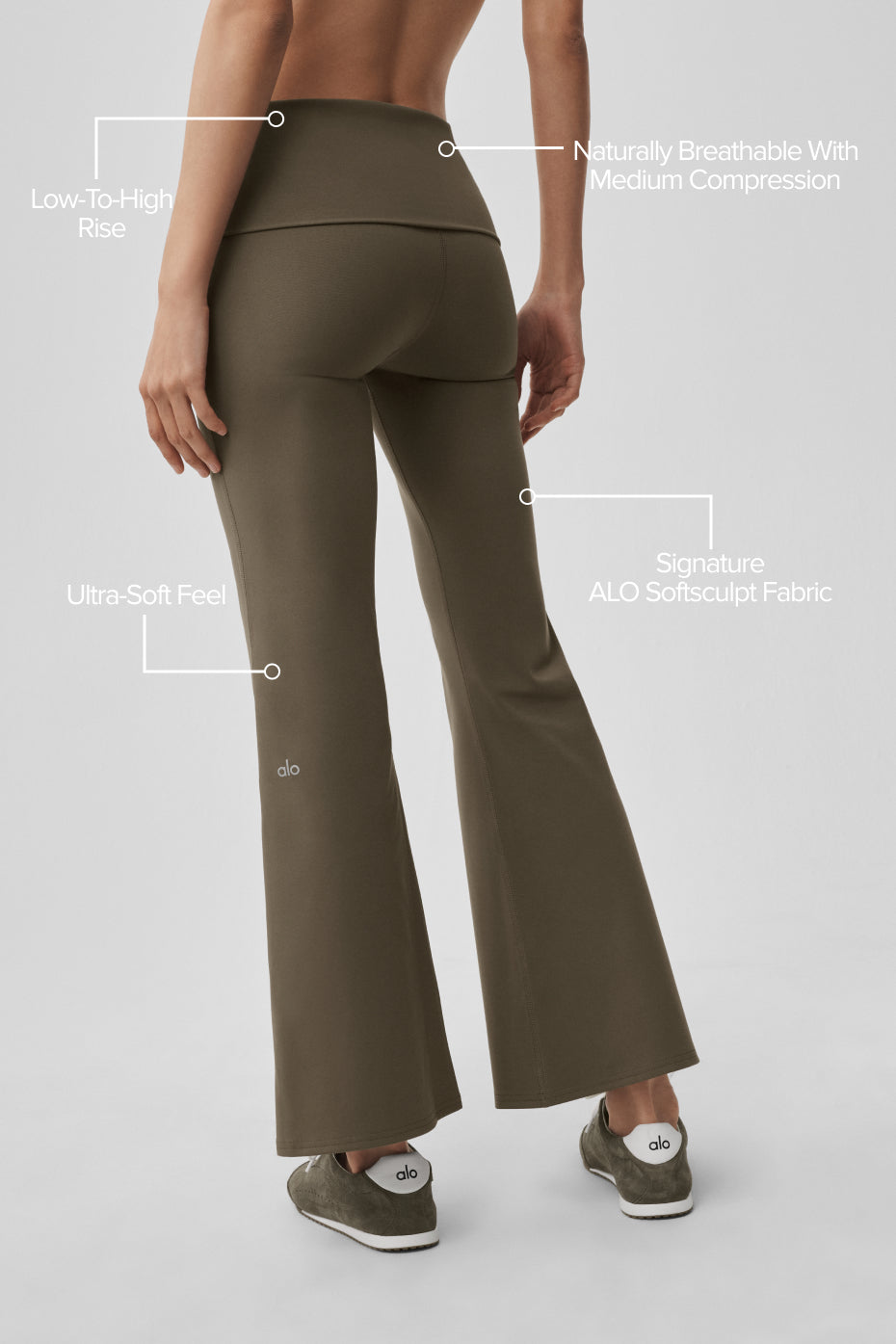 ALO Softsculpt 7/8 Foldover Flare Legging - Olive Tree image 2