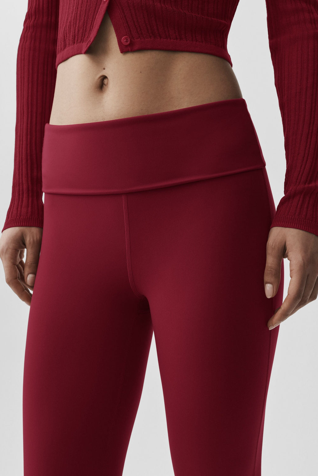 ALO Softsculpt 7/8 Foldover Flare Legging - Summer Romance Red image 4