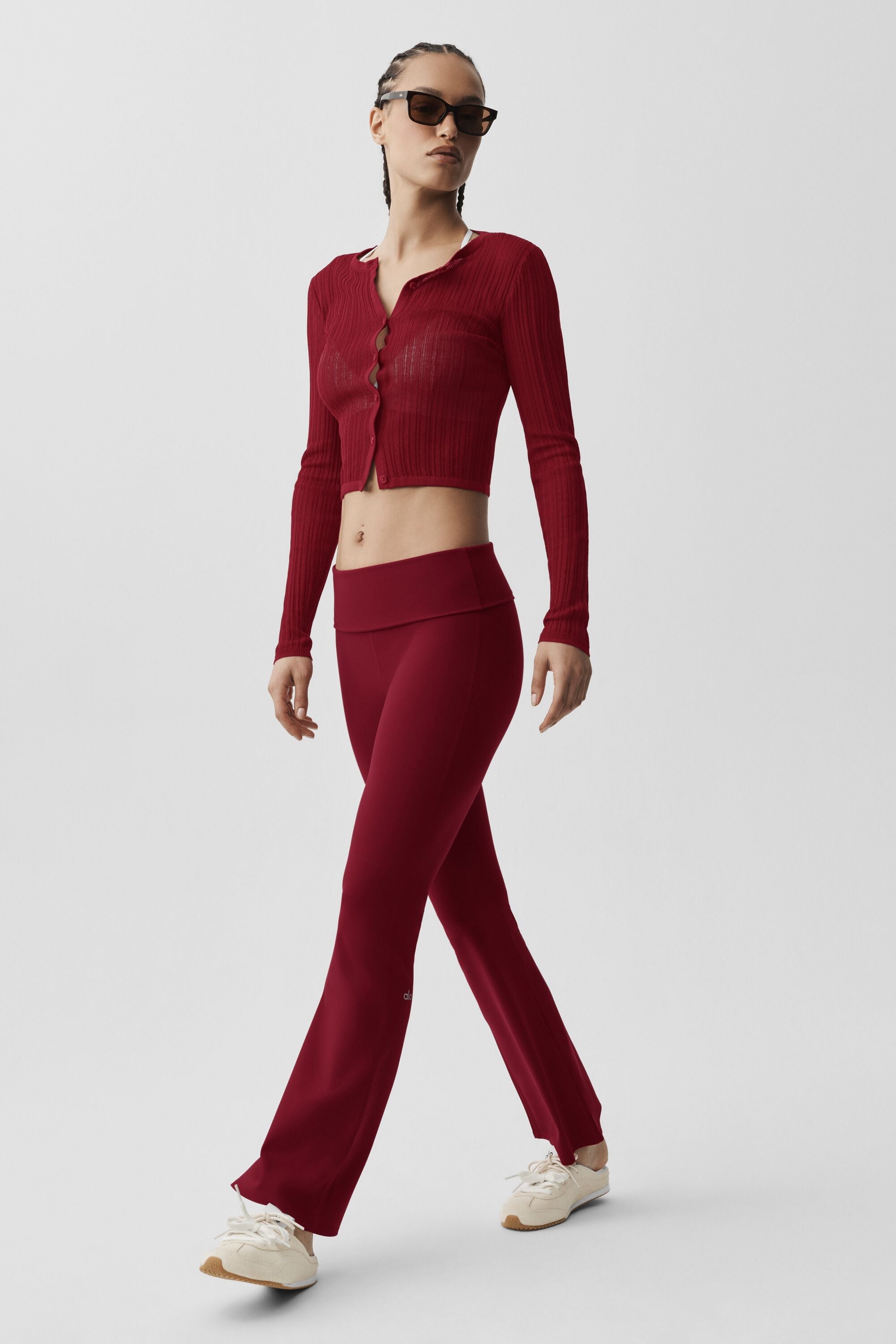 ALO Softsculpt 7/8 Foldover Flare Legging - Summer Romance Red image 5