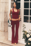 ALO Softsculpt 7/8 Foldover Flare Legging - Summer Romance Red image 1