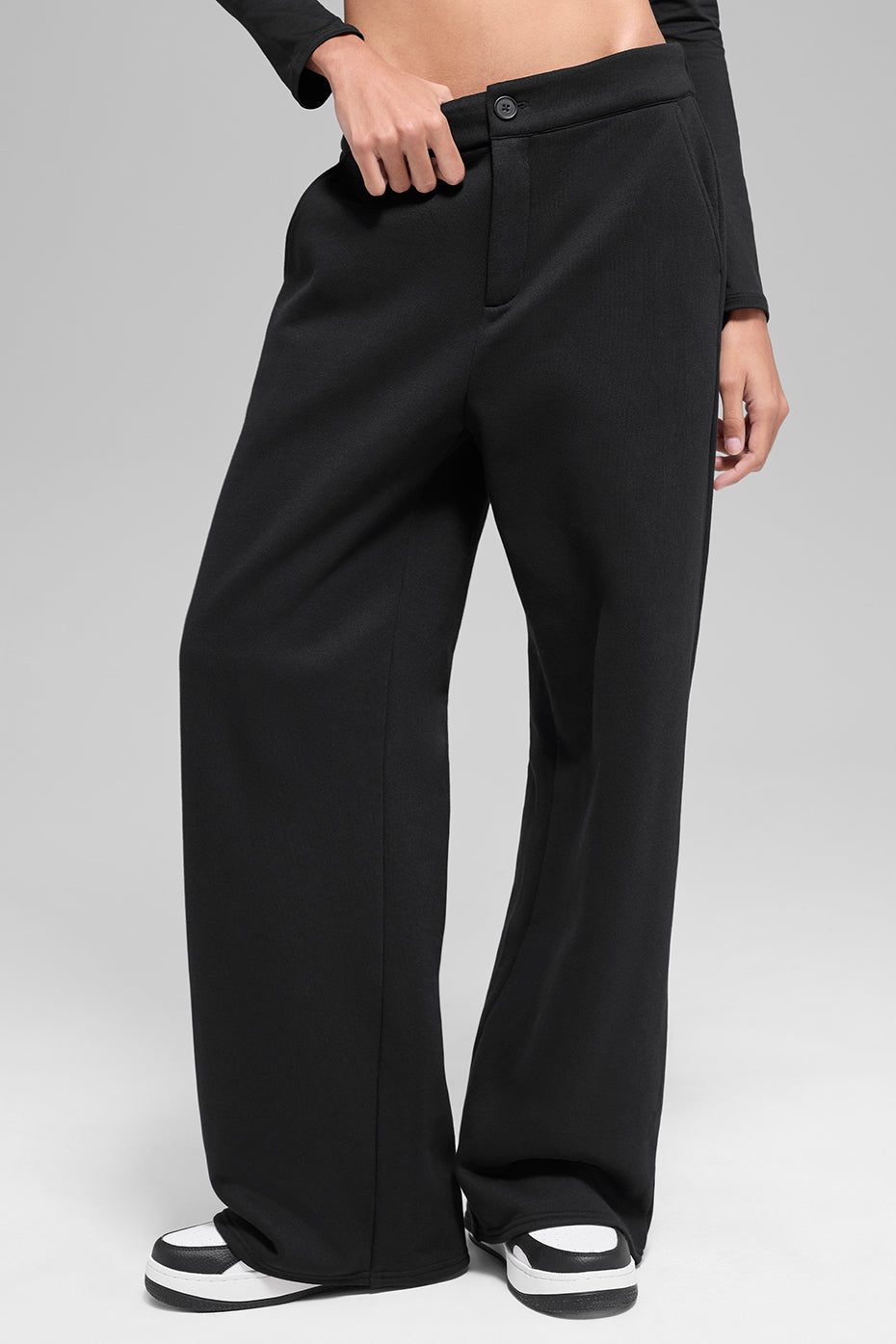 High-Waist Sweatpant Trouser - Black image 1