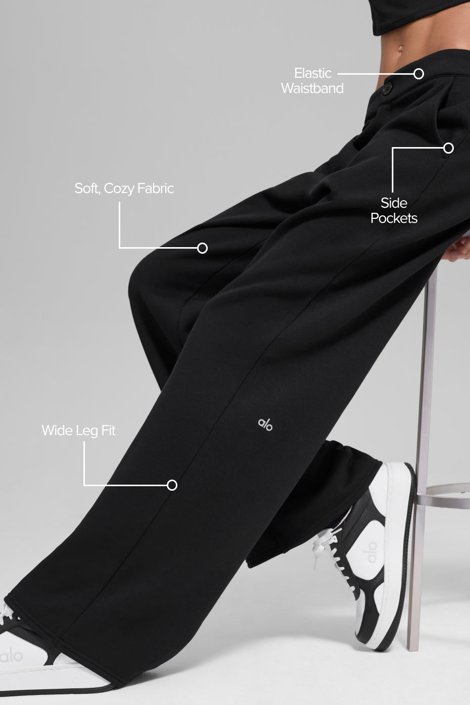 High-Waist Sweatpant Trouser - Black image 2