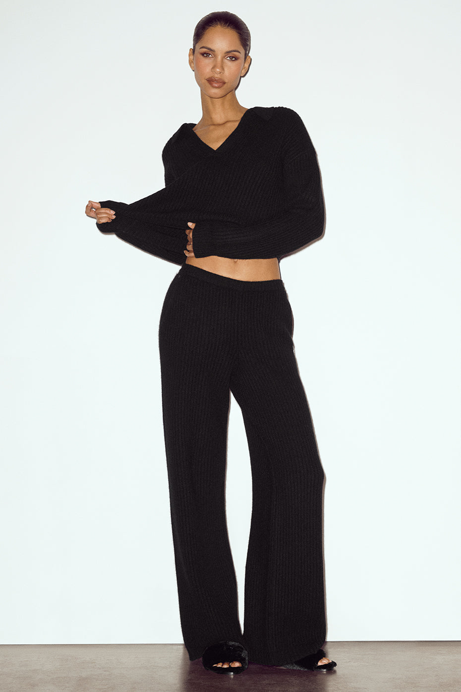 Cashmere High-Waist Northstar Straight Leg Pant - Black image 1