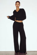 Cashmere High-Waist Northstar Straight Leg Pant - Black image 1