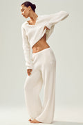 Cashmere High-Waist Northstar Straight Leg Pant - Ivory image 1