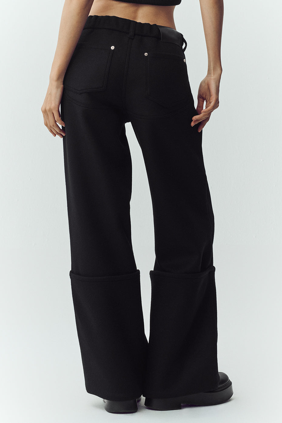 Wool Blend Nightcap Wide Leg Pant - Black image 4