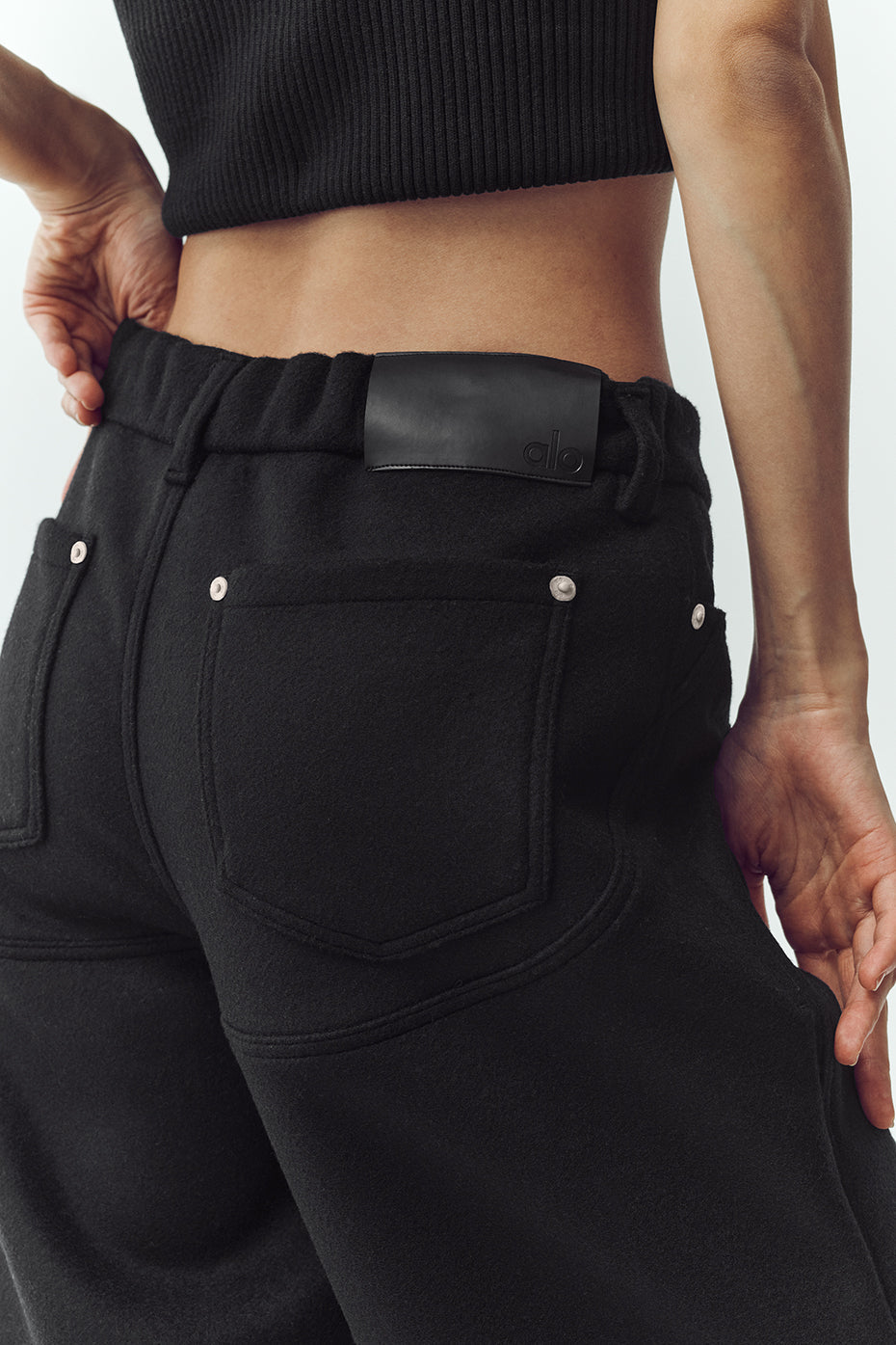 Wool Blend Nightcap Wide Leg Pant - Black image 3