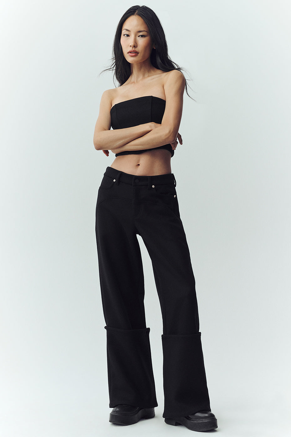 Wool Blend Nightcap Wide Leg Pant - Black image 1