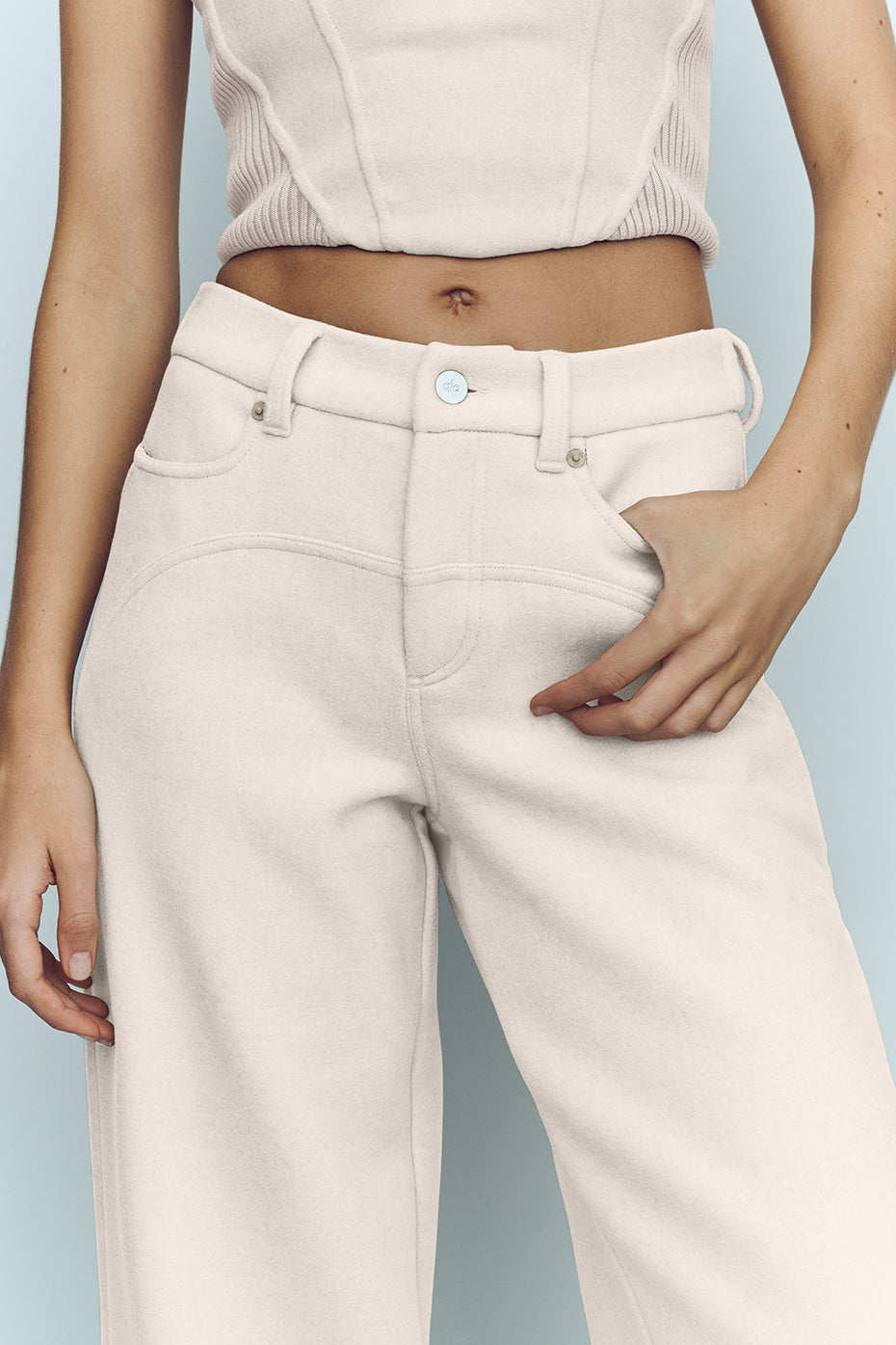 Wool Blend Nightcap Wide Leg Pant - Cafe Au Lait image 3