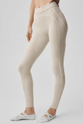 7/8 High-Waist Alosoft Heart Throb Legging - Oatmeal Heather/White image 1