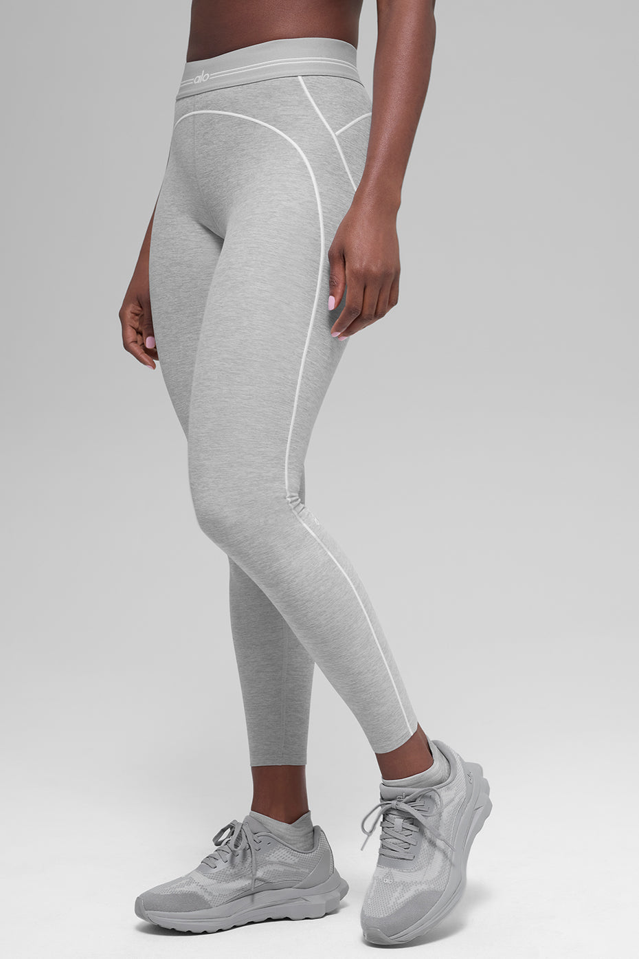 7/8 High-Waist Alosoft Heart Throb Legging - Athletic Heather Grey/White image 5