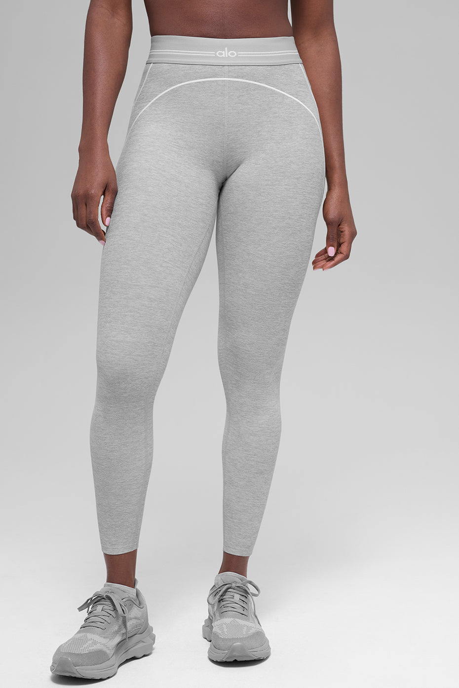 7/8 High-Waist Alosoft Heart Throb Legging - Athletic Heather Grey/White image 3