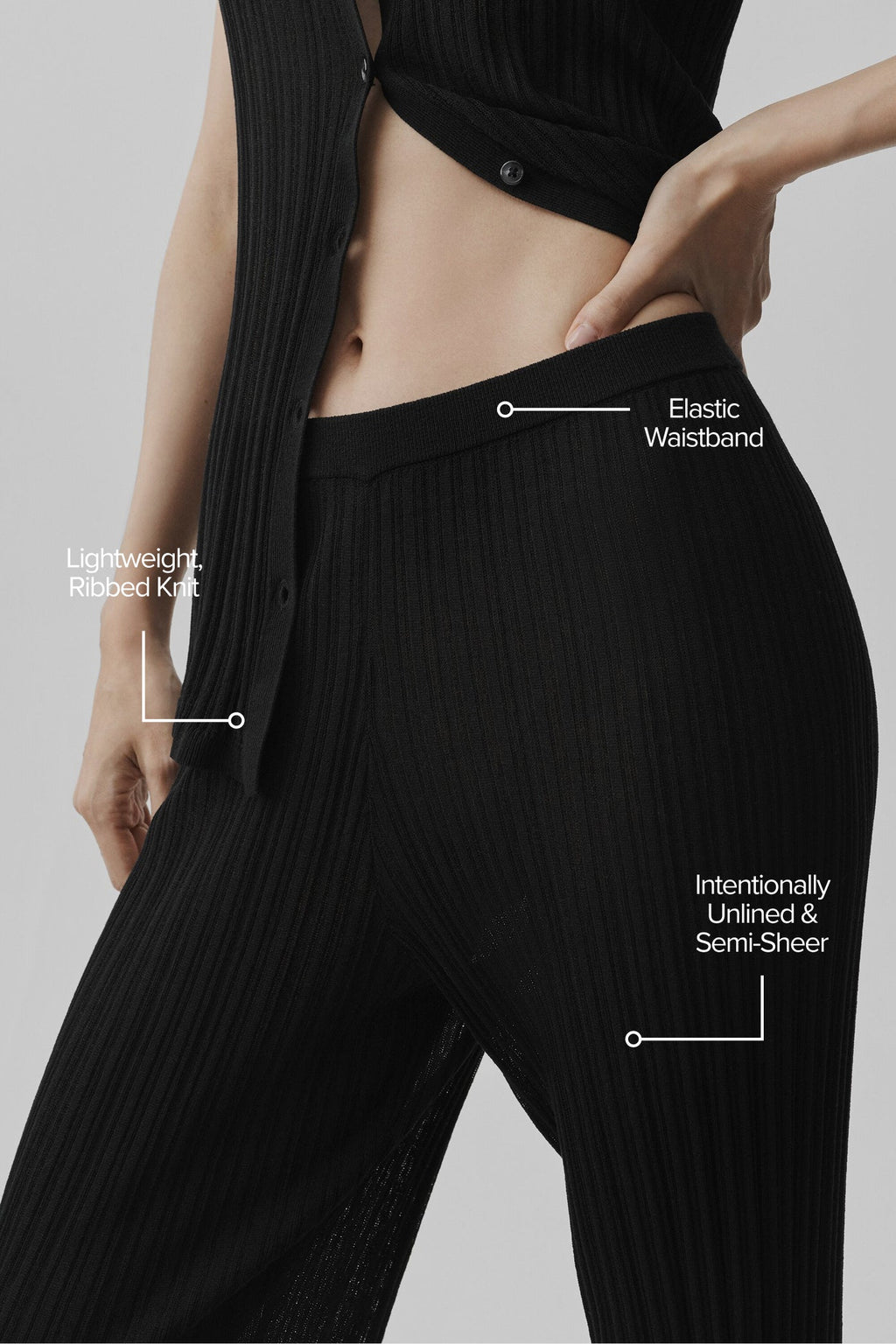 Sweater High-Waist Sunlit Straight Leg Pant - Black image 2