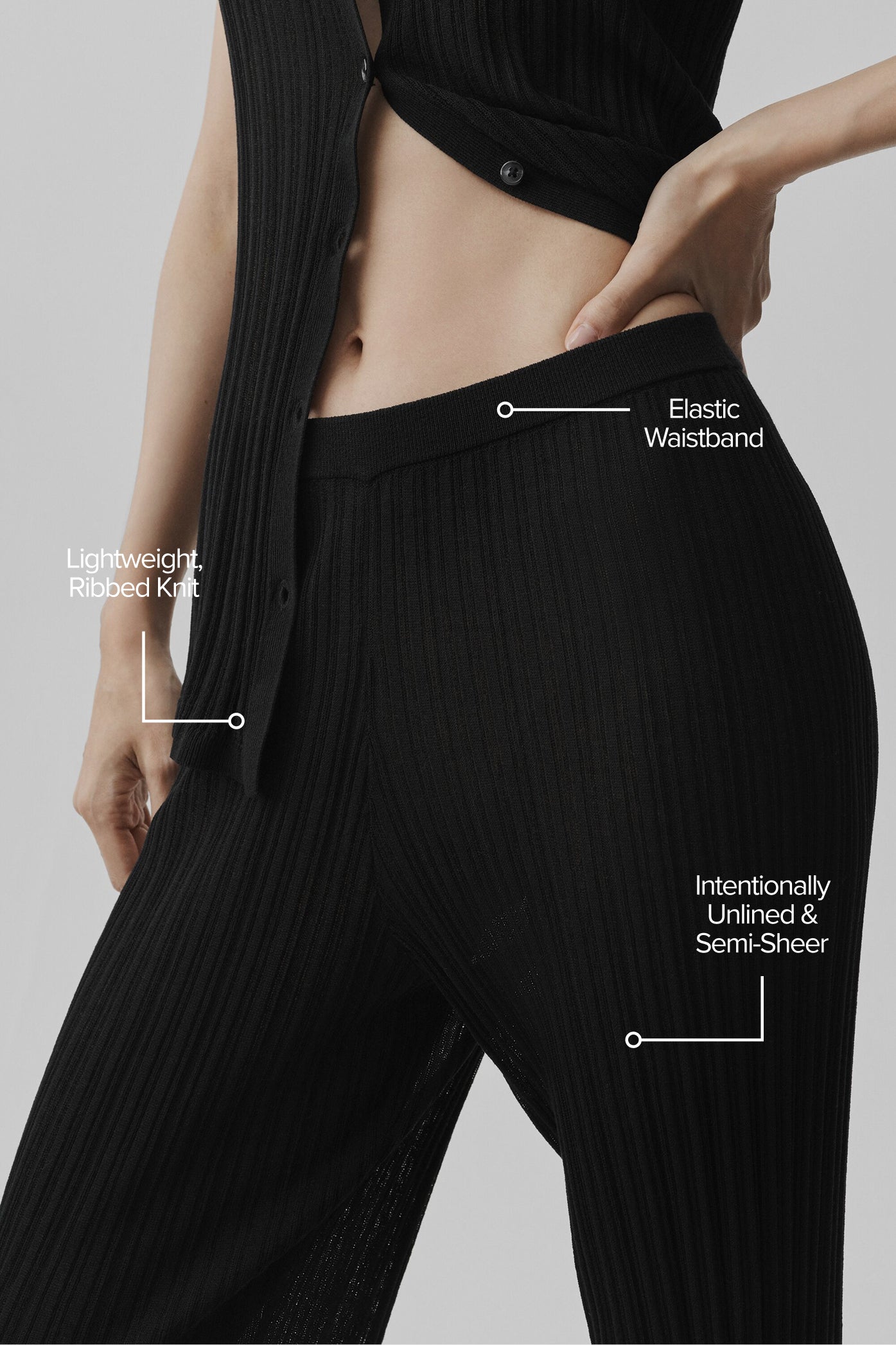 Sweater High-Waist Sunlit Straight Leg Pant - Black image 2