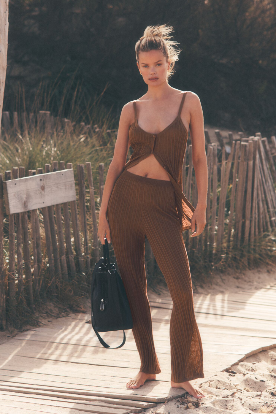Sweater High-Waist Sunlit Straight Leg Pant - Sun Kissed Brown image 1