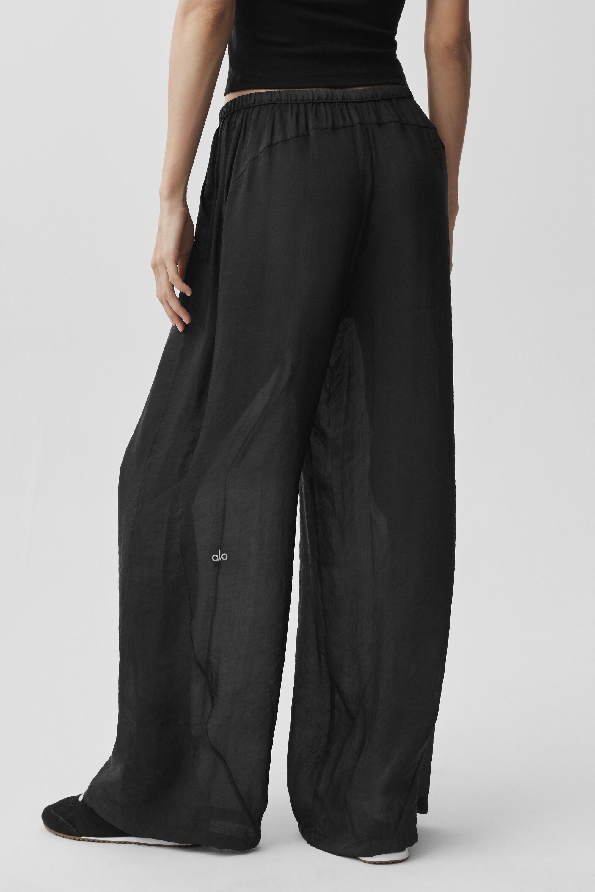 Semi-Sheer Golden Hour High-Waist Straight Leg Pant - Black image 4
